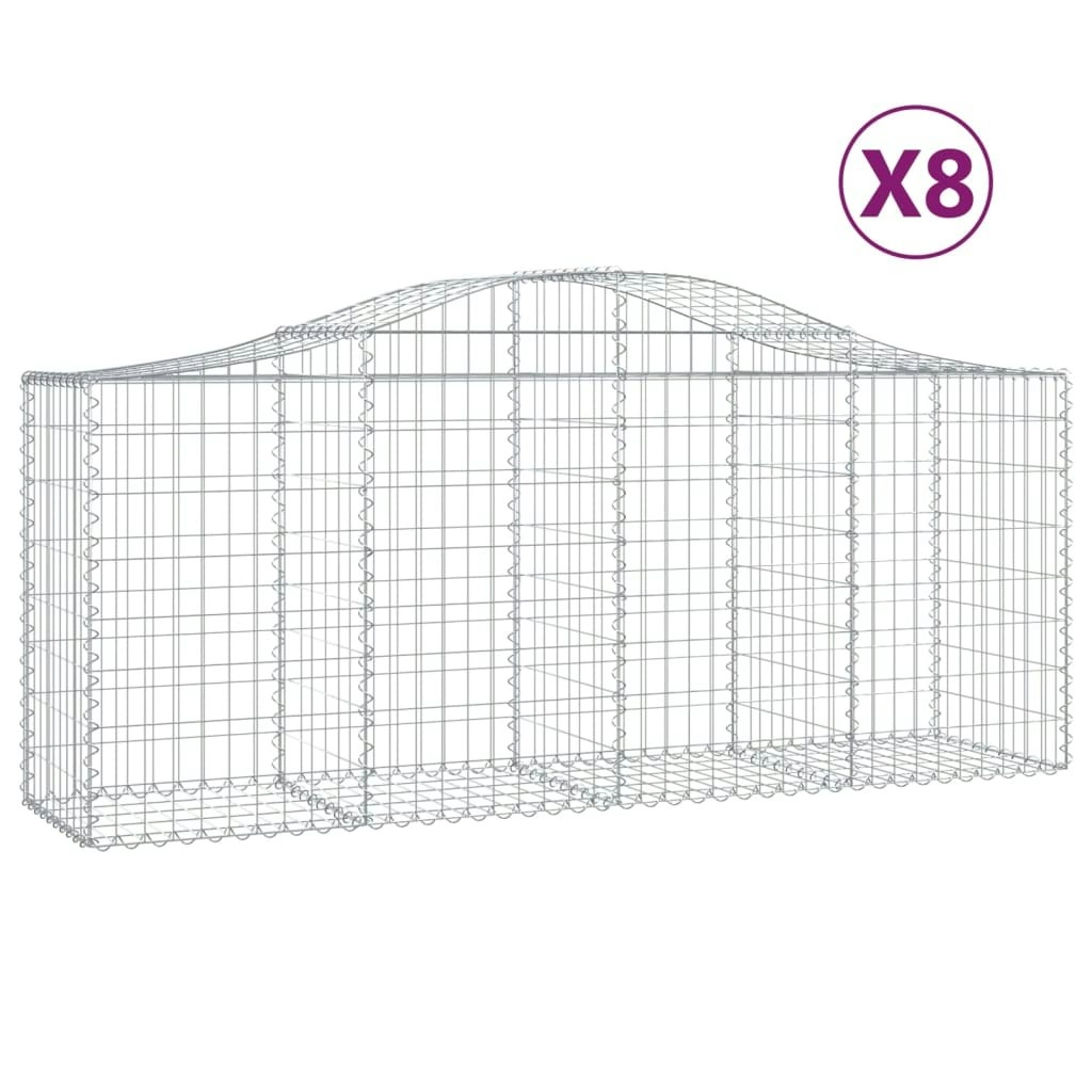 Arched Gabion Baskets 8 pcs 200x50x80/100 cm Galvanised Iron 3145625