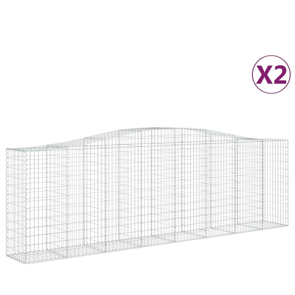 Arched Gabion Baskets 2 pcs 400x50x120/140 cm  Galvanised Iron 3145969