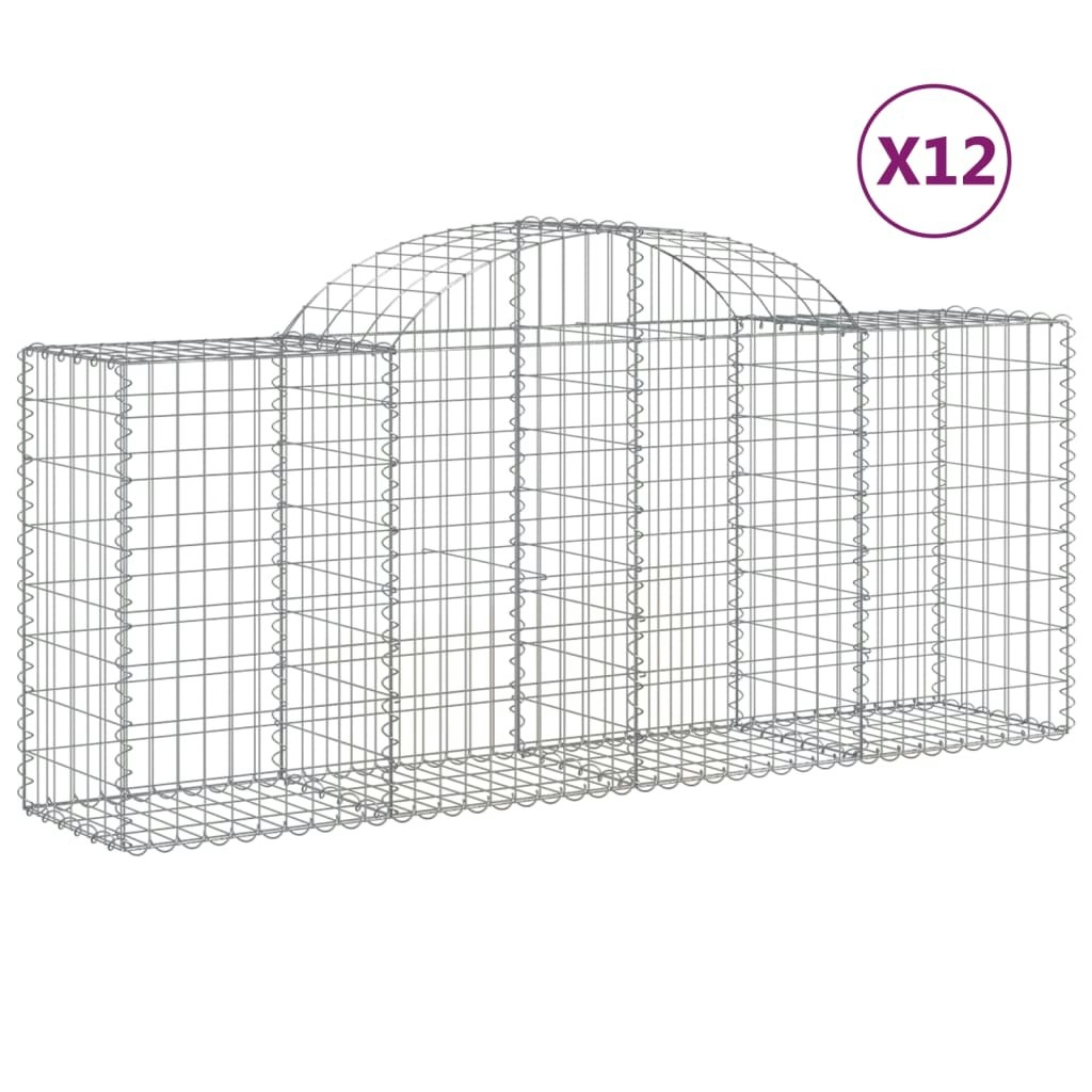 Arched Gabion Baskets 12 pcs 200x50x80/100 cm Galvanised Iron 3146309