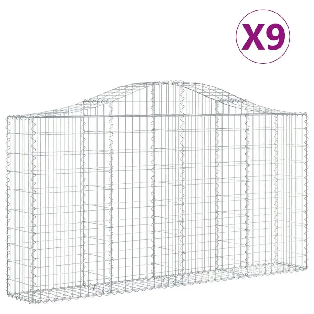 Arched Gabion Baskets 9 pcs 200x30x100/120 cm Galvanised Iron 3145437