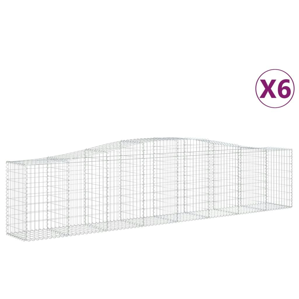 Arched Gabion Baskets 6 pcs 400x50x80/100 cm Galvanised Iron 3145947