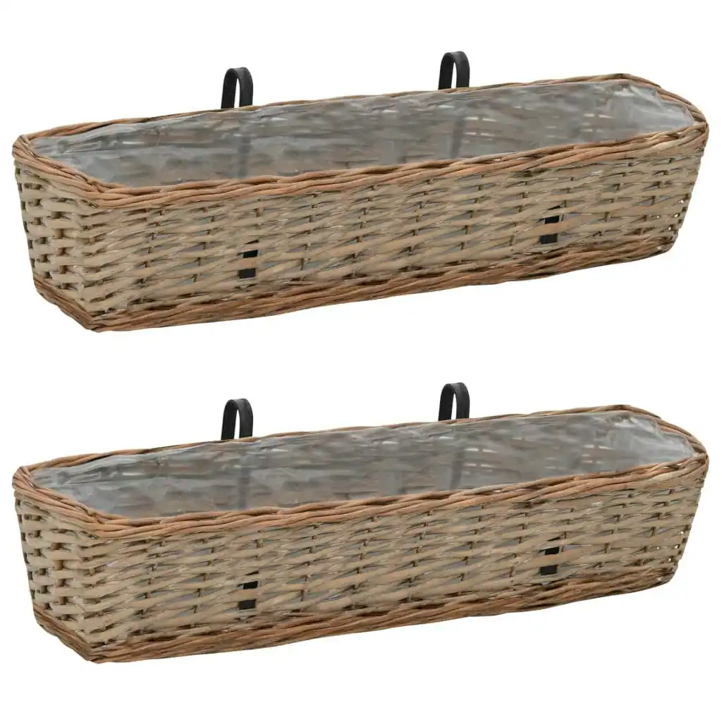 Balcony Planter 2 pcs Wicker with PE Lining 80 cm 287642