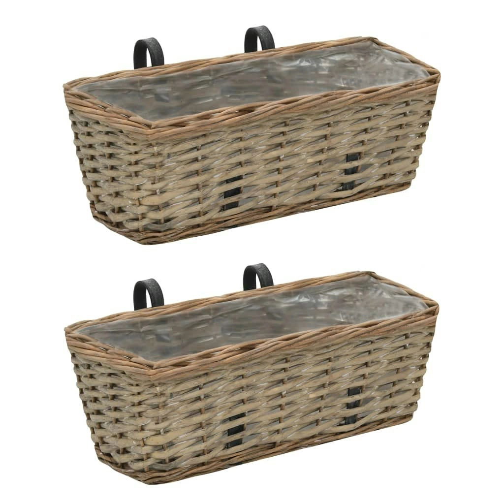 Balcony Planter 2 pcs Wicker with PE Lining 40 cm 246828