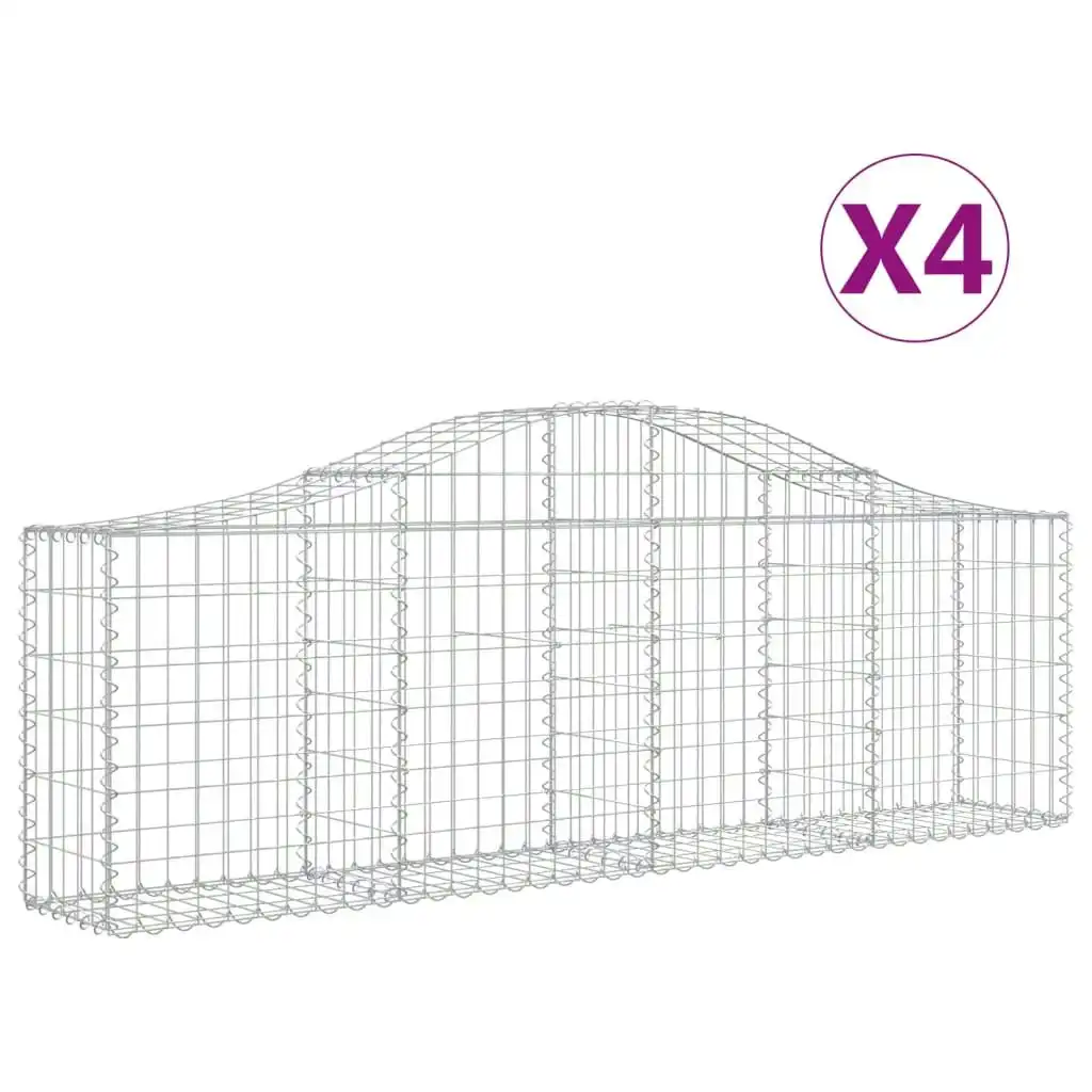 Arched Gabion Baskets 4 pcs 200x30x60/80 cm Galvanised Iron 3145390