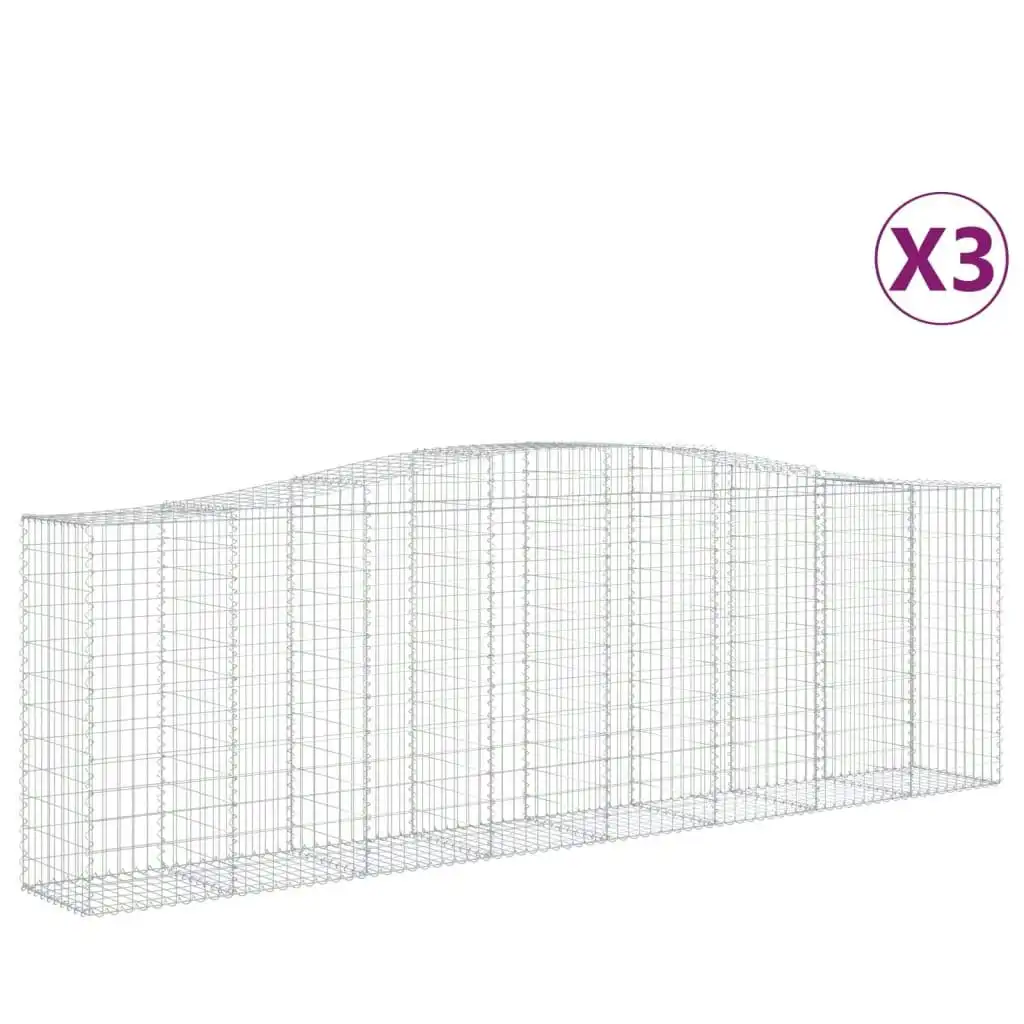 Arched Gabion Baskets 3 pcs  400x50x120/140 cm  Galvanised Iron 3145970