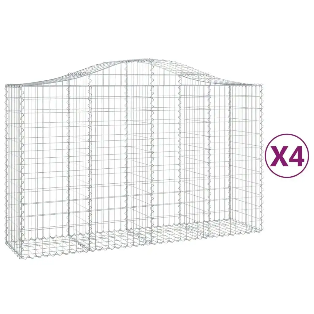 Arched Gabion Baskets 4 pcs 200x50x120/140 cm Galvanised Iron 3145663