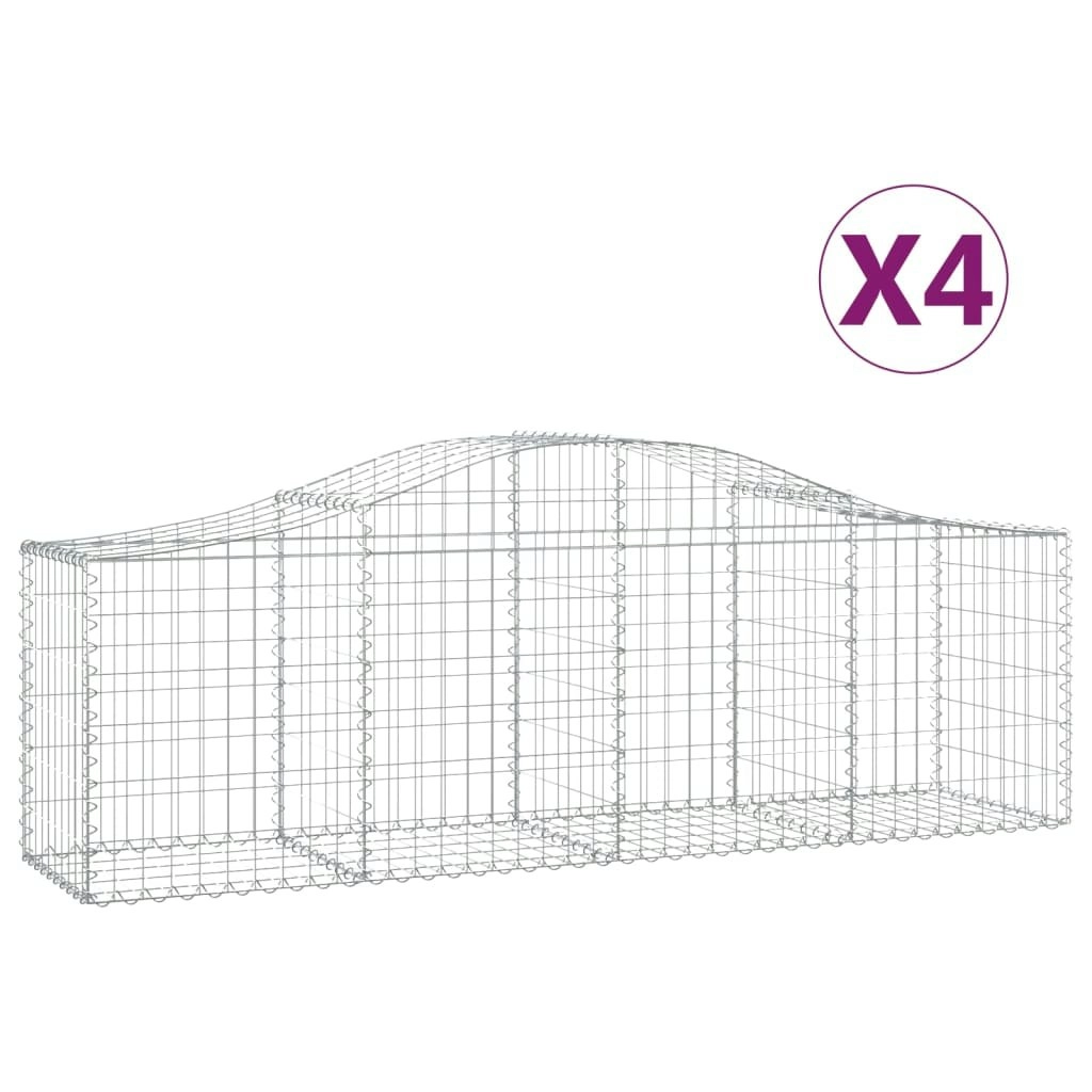 Arched Gabion Baskets 4 pcs 200x50x60/80 cm Galvanised Iron 3145600