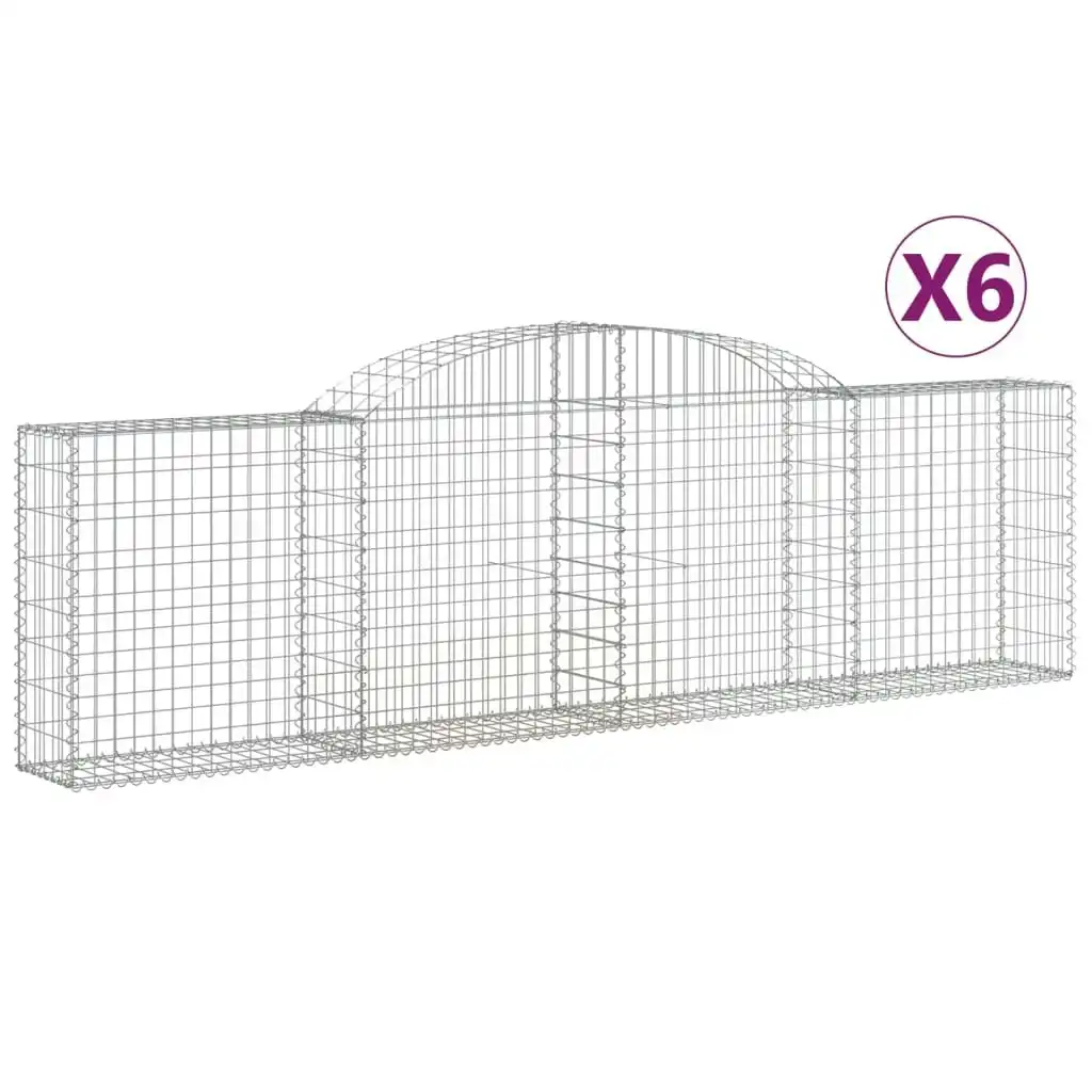 Arched Gabion Baskets 6 pcs 300x30x80/100 cm Galvanised Iron 3146507