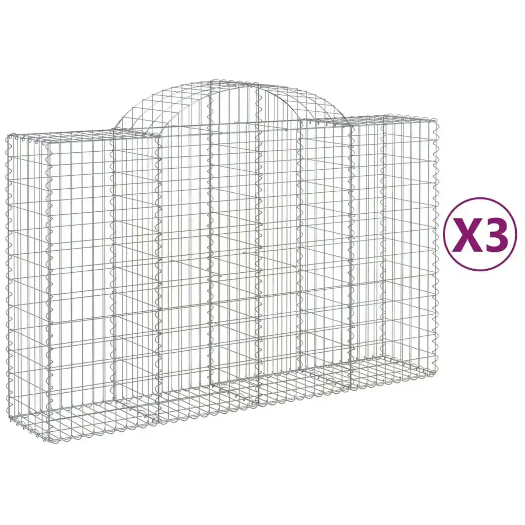 Arched Gabion Baskets 3 pcs 200x50x120/140 cm Galvanised Iron 3146342