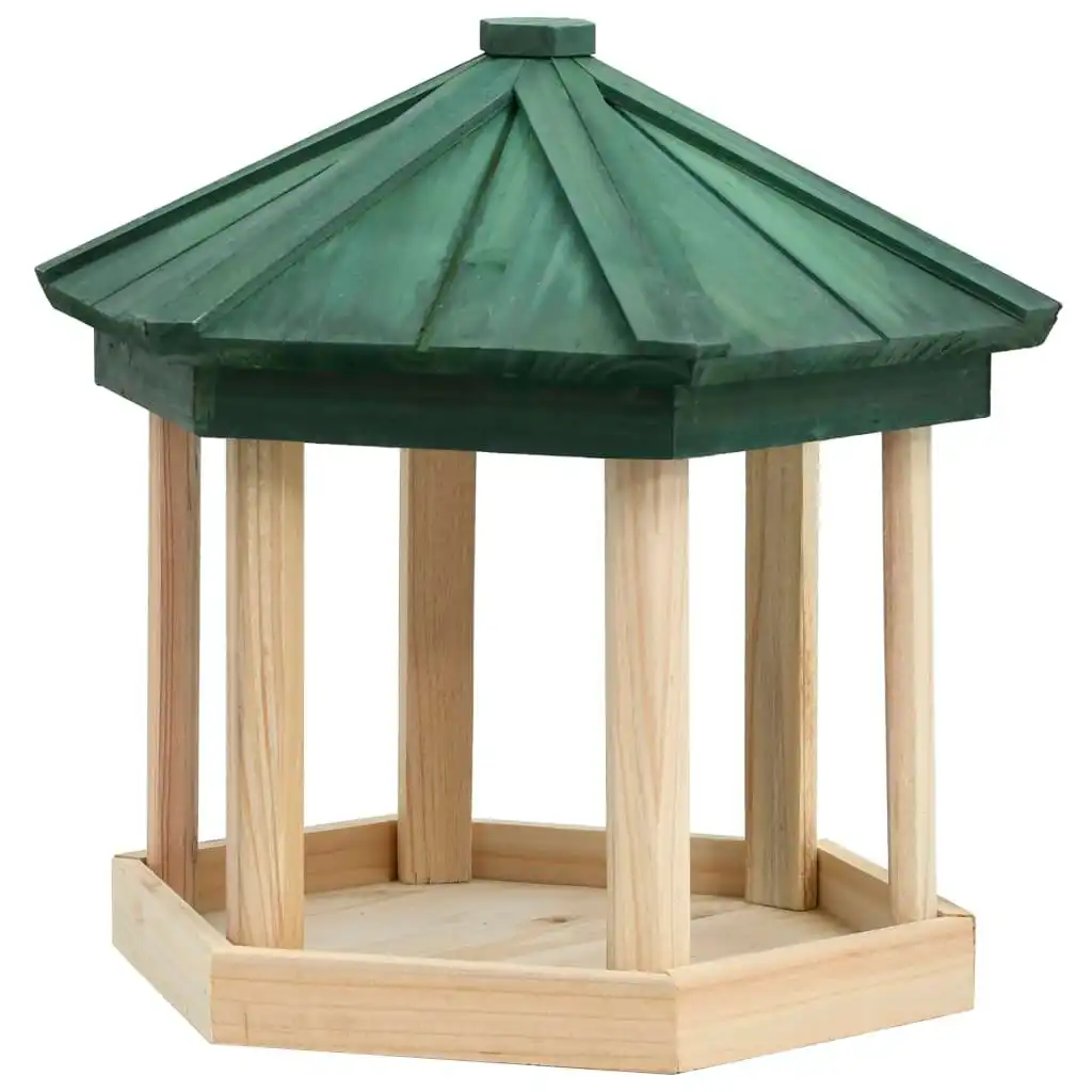 Bird Feeder Octagon Solid Firwood 33x30 cm 314816