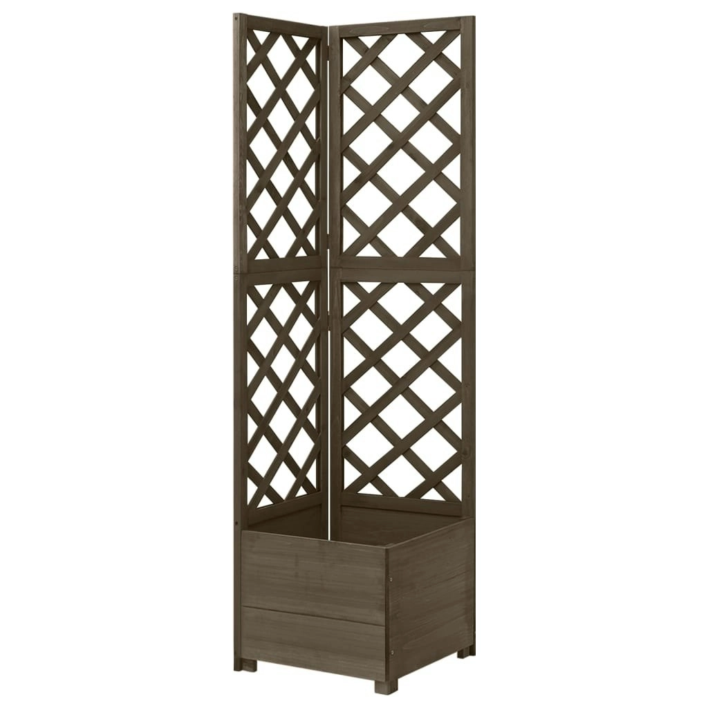 Corner Trellis Planter Grey 40x40x150 cm Solid Fir Wood 316412