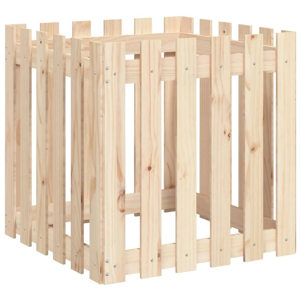 Garden Planter with Fence Design 60x60x60 cm Solid Wood Pine 832457