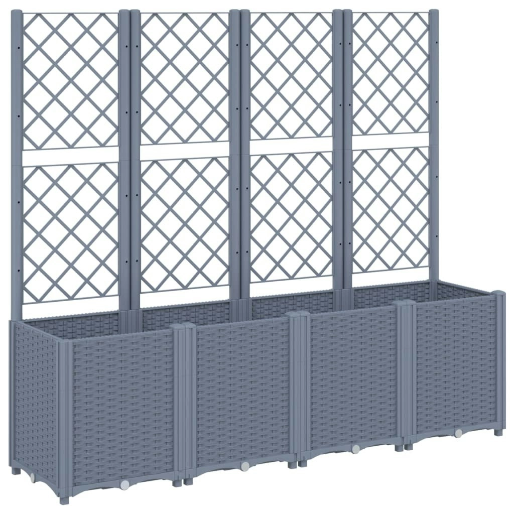 Garden Planter with Trellis Grey 160x40x140 cm PP 367871