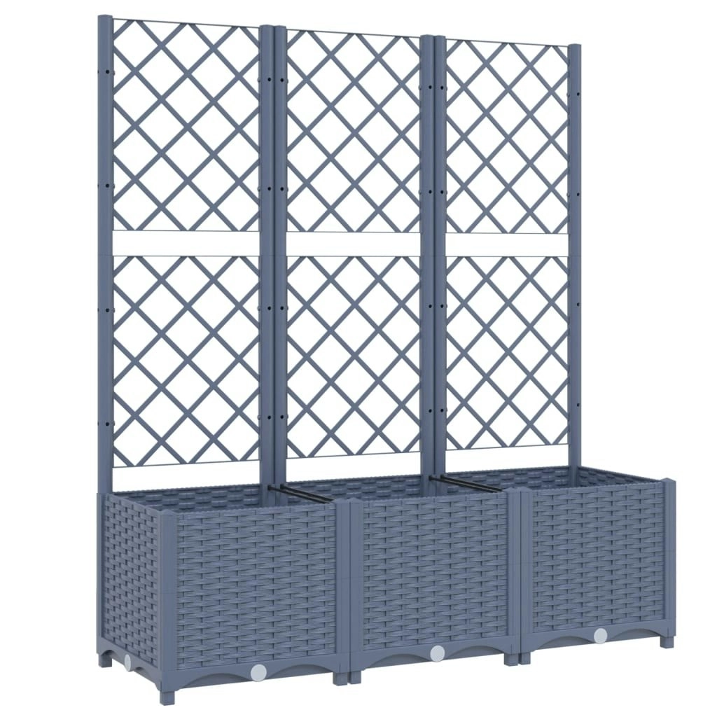 Garden Planter with Trellis Dark Grey 120x40x136 cm PP 318253