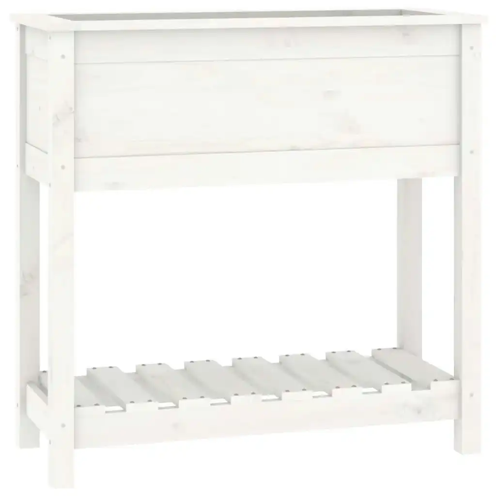 Planter with Shelf White 82.5x34.5x81 cm Solid Wood Pine 823760