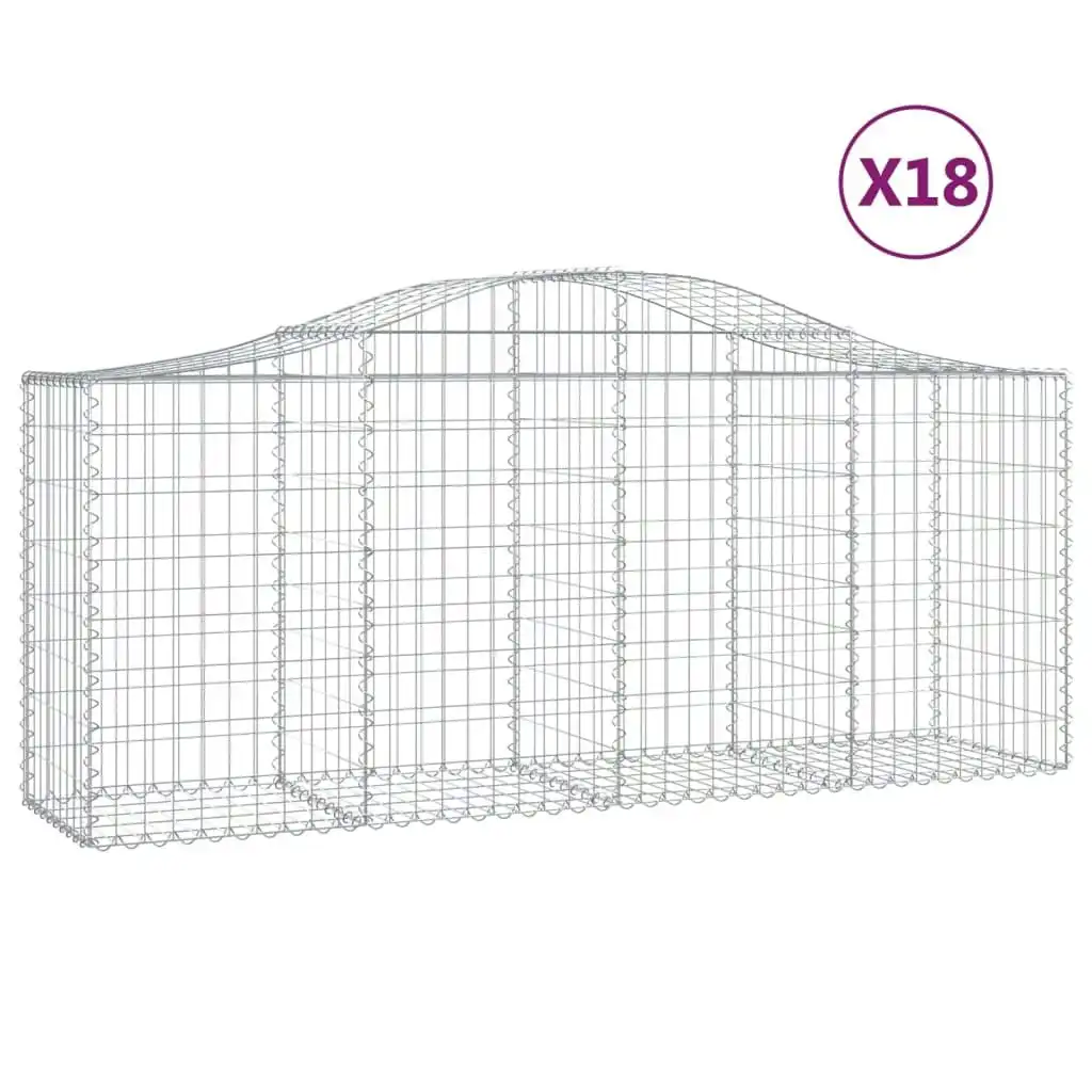 Arched Gabion Baskets 18 pcs 200x50x80/100 cm Galvanised Iron 3145633