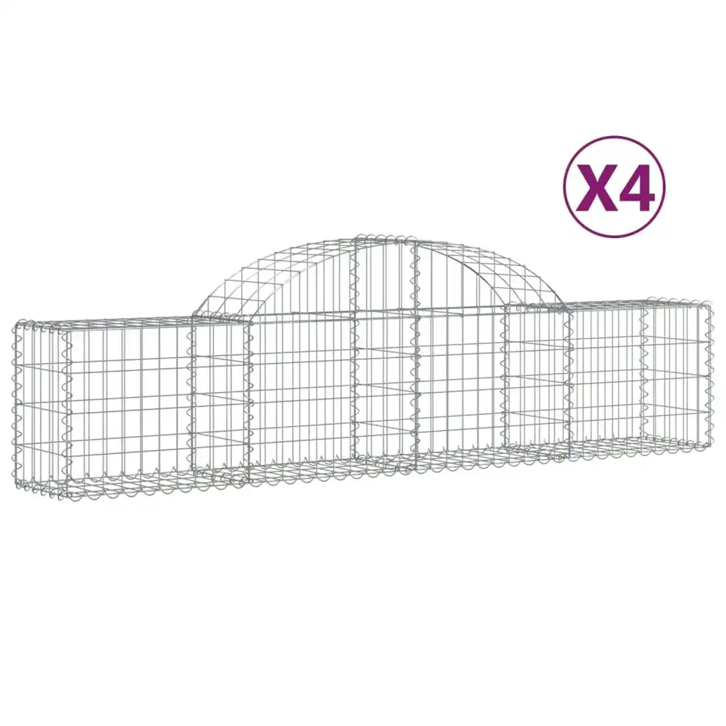 Arched Gabion Baskets 4 pcs 200x30x40/60 cm Galvanised Iron 3146049