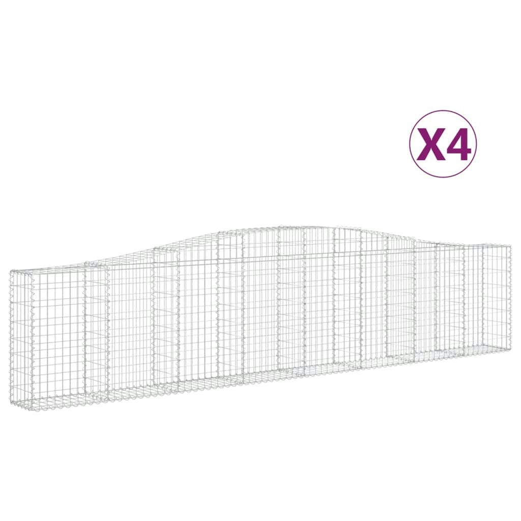 Arched Gabion Baskets 4 pcs 400x30x80/100 cm Galvanised Iron 3145815