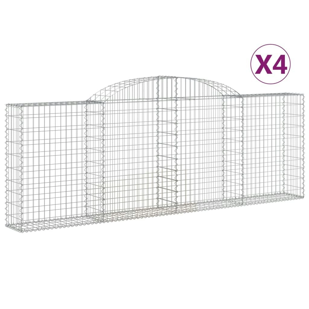 Arched Gabion Baskets 4 pcs 300x30x100/120 cm Galvanised Iron 3146523