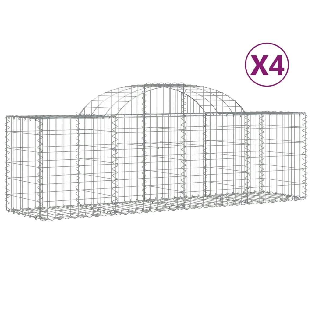 Arched Gabion Baskets 4 pcs 200x50x60/80 cm Galvanised Iron 3146280