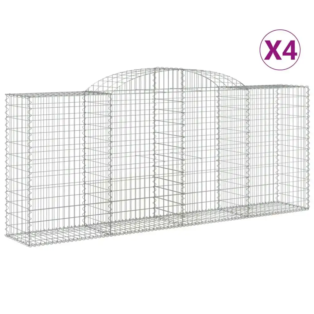 Arched Gabion Baskets 4 pcs 300x50x120/140 cm Galvanised Iron 3146721