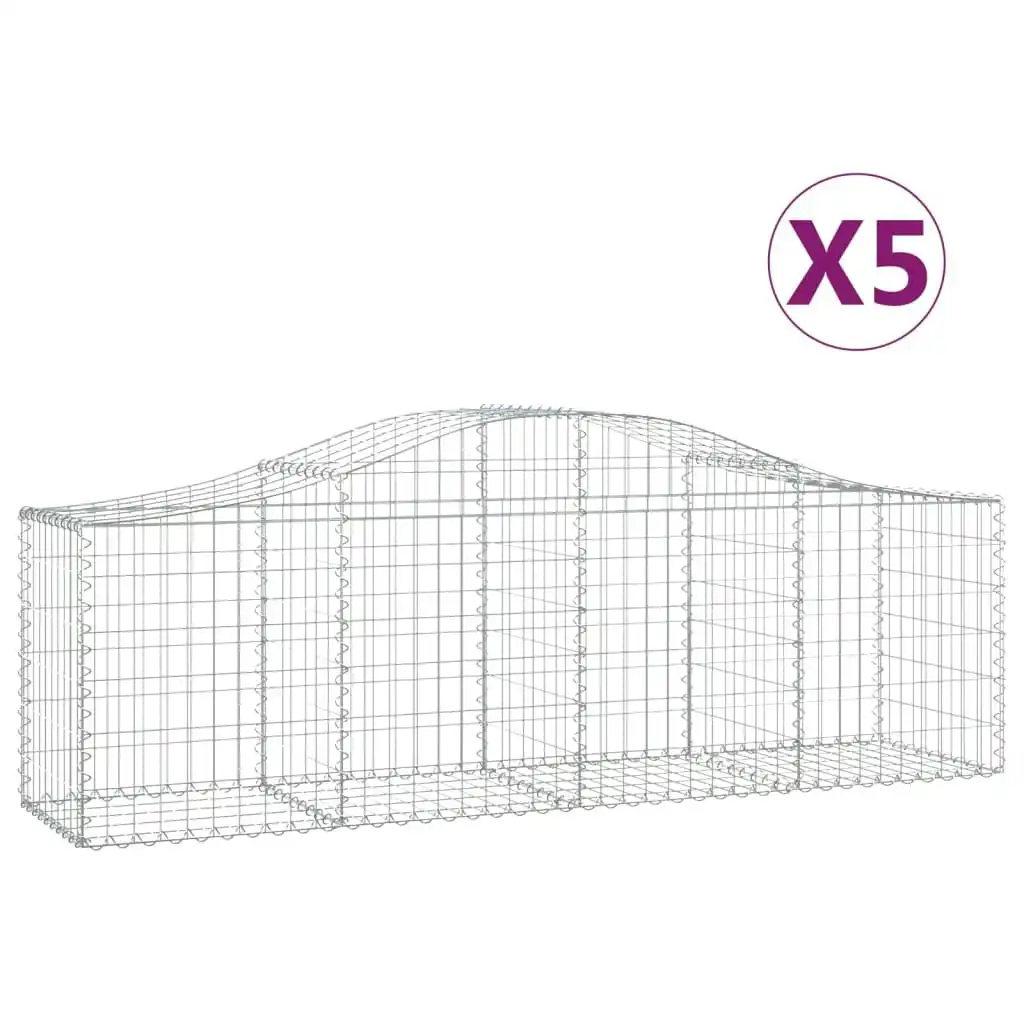 Arched Gabion Baskets 5 pcs 200x50x60/80 cm Galvanised Iron 3145601