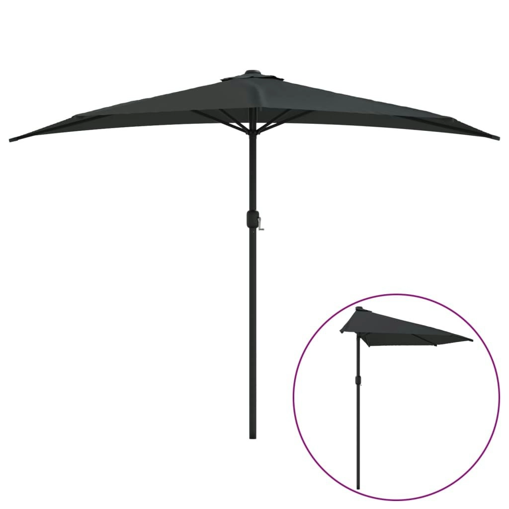 Balcony Parasol with Aluminium Pole Black 300x155x223 cm Half 312504