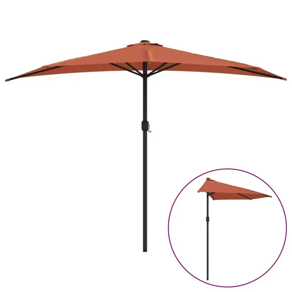 Balcony Parasol with Aluminium Pole Terracotta 300x155x223 cm Half 312503