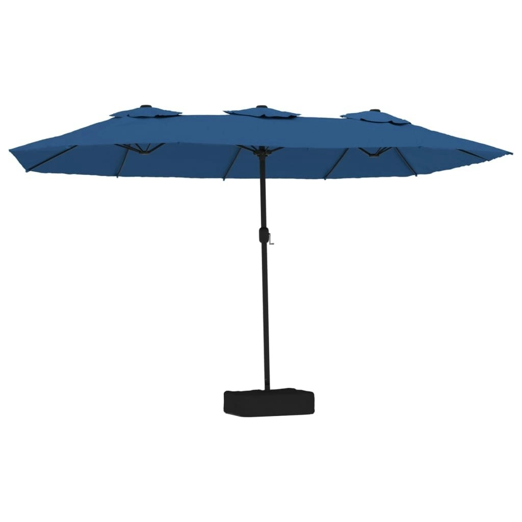 Double-Head Parasol with LEDs Azure Blue 449x245 cm 362960