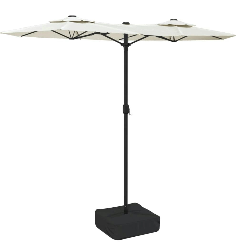 Double-Head Parasol with LEDs Sand White 316x240 cm 362969