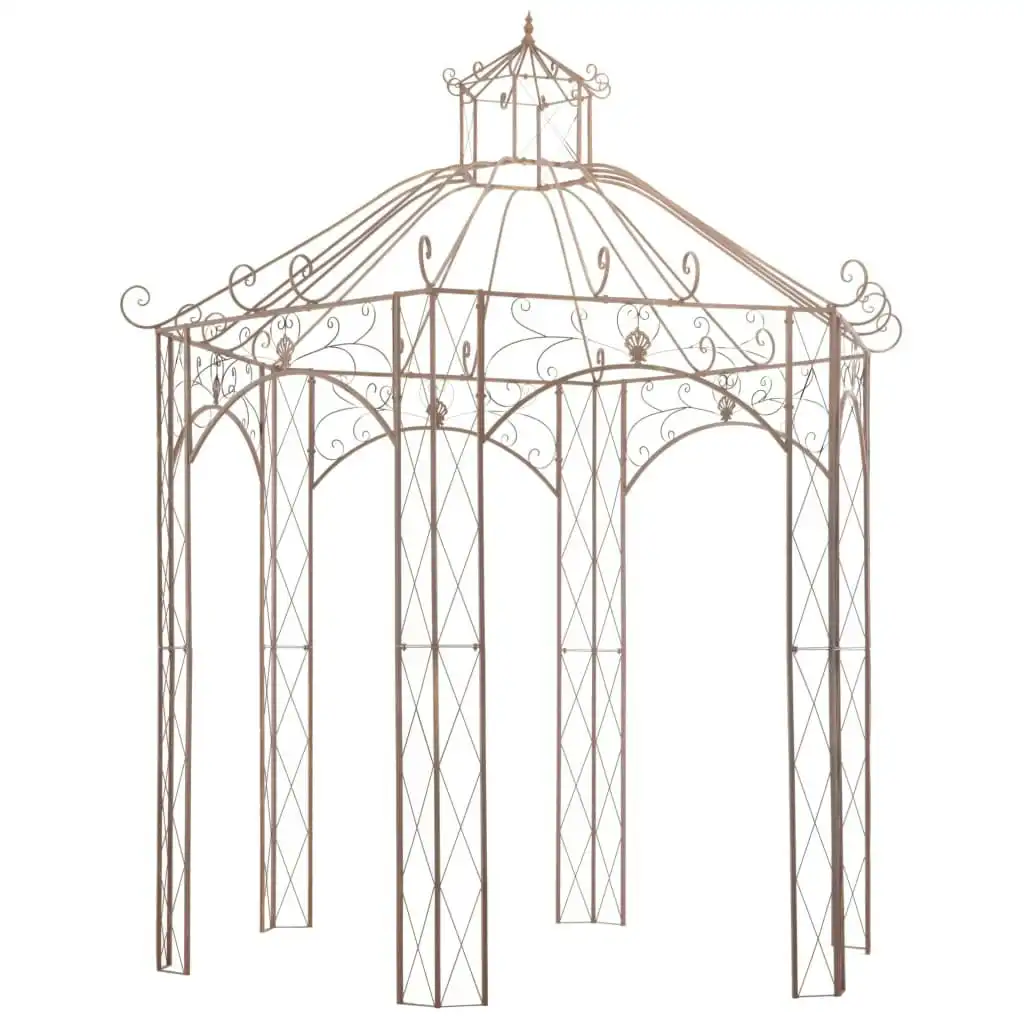 Garden Pavilion Antique Brown 3 m Iron 45438