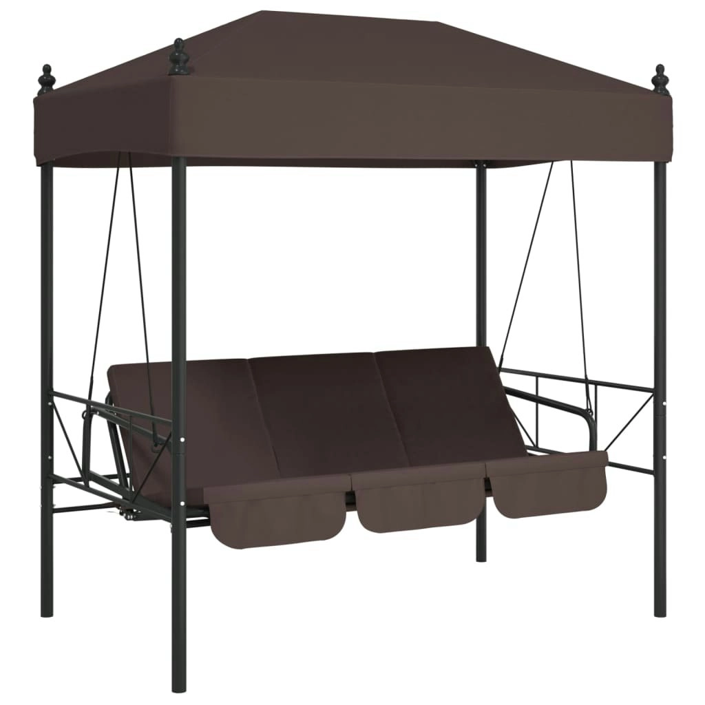 Garden Swing Bench with Canopy Coffee BrownÂ Steel 4008900