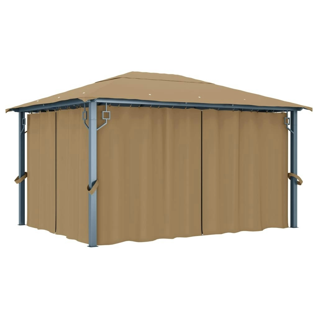 Gazebo with Curtain 400x300 cm Taupe Aluminium 313894