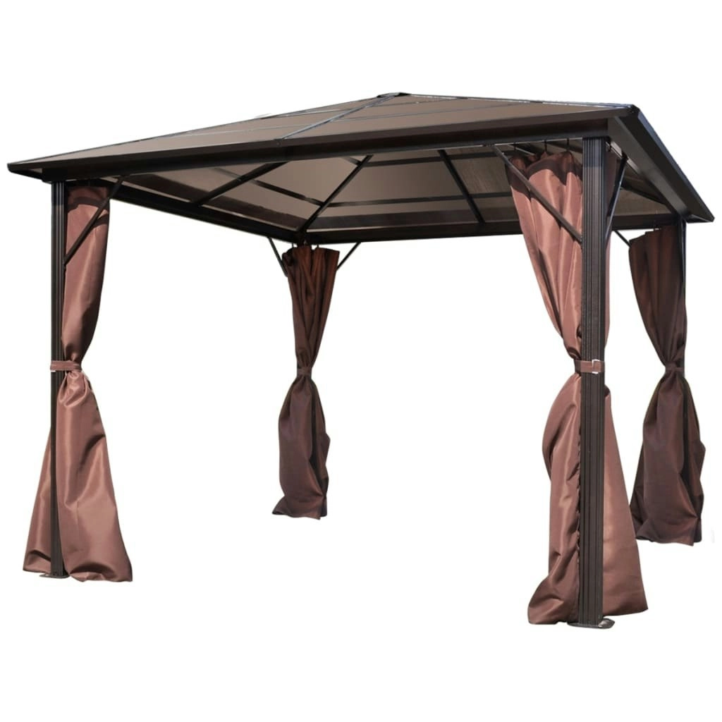 Gazebo with Curtain Brown Aluminium 300 x 300 cm 41625