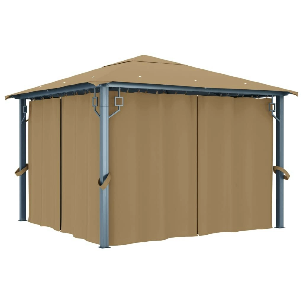 Gazebo with Curtain 300x300 cm Taupe Aluminium 313893