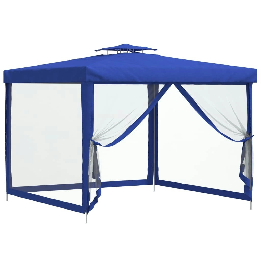 Gazebo with Double Roof Blue 3x3x2.68 m Fabric 362627