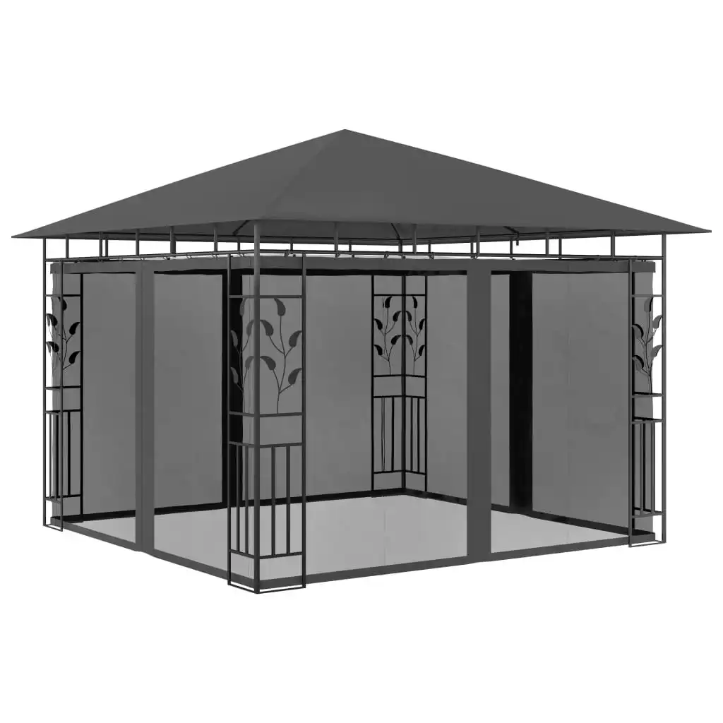 Gazebo with Mosquito Net 3x3x2.73 m Anthracite 180 g/mÂ² 47972