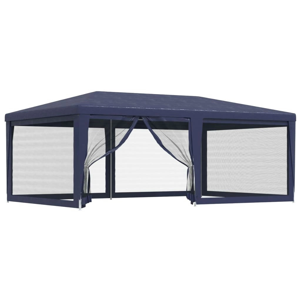 Party Tent with 6 Mesh Sidewalls Blue 6x4 m HDPE 319257