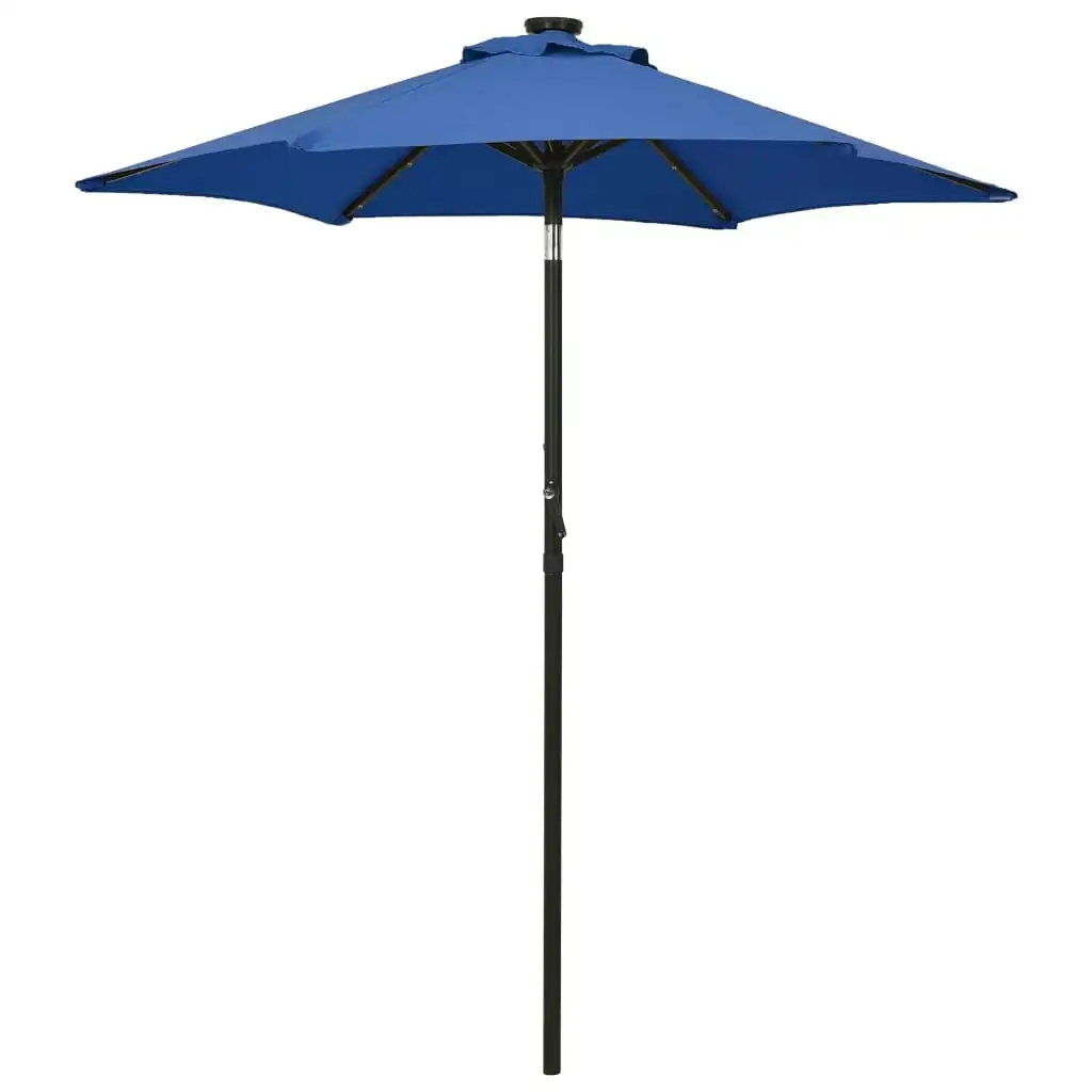 Parasol with LED Lights Azure Blue 200x211 cm Aluminium 313564