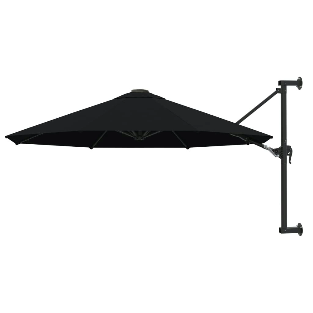 Wall-Mounted Parasol with Metal Pole 300 cm Black 47300