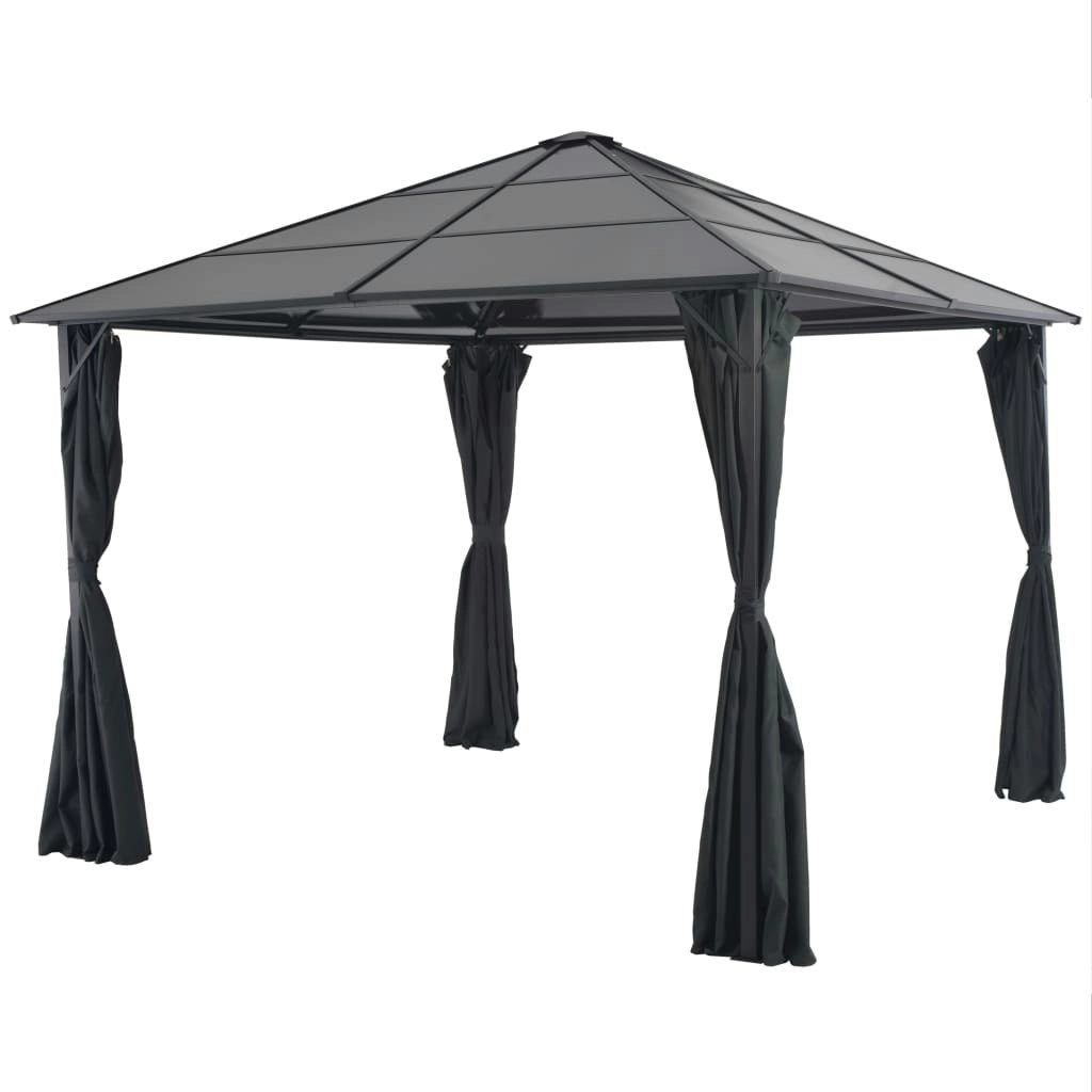 Gazebo with Curtain Aluminium 3x3 m Black 44640