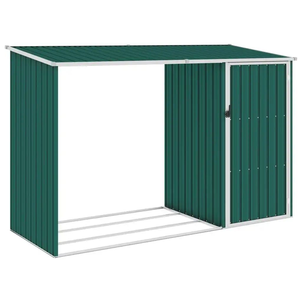 Garden Firewood Shed Green 245x98x159 cm Galvanised Steel 46293