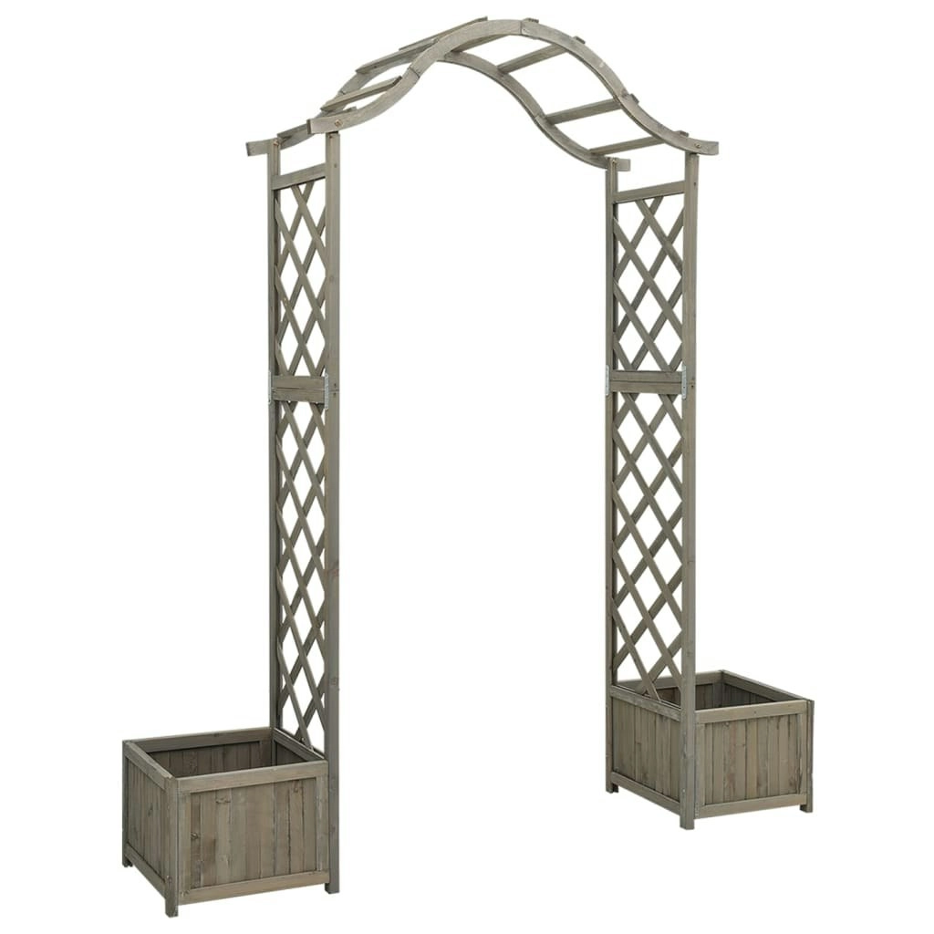 Garden Pergola with Planter Grey Solid Firwood 316392