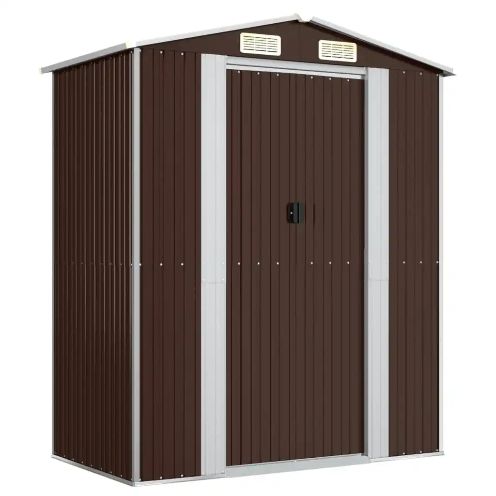 Garden Shed Dark Brown 192x108x223 cm Galvanised Steel 319273