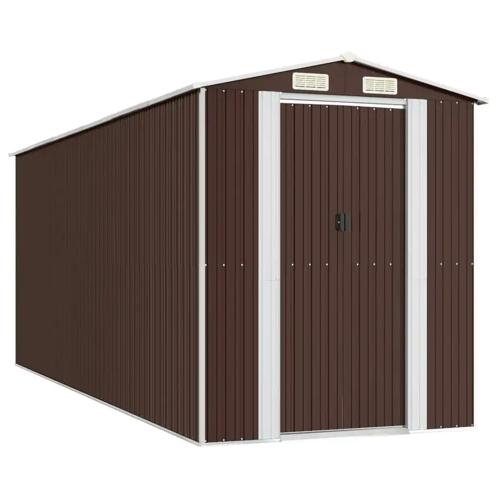 Garden Shed Dark Brown 192x523x223 cm Galvanised Steel 3147464