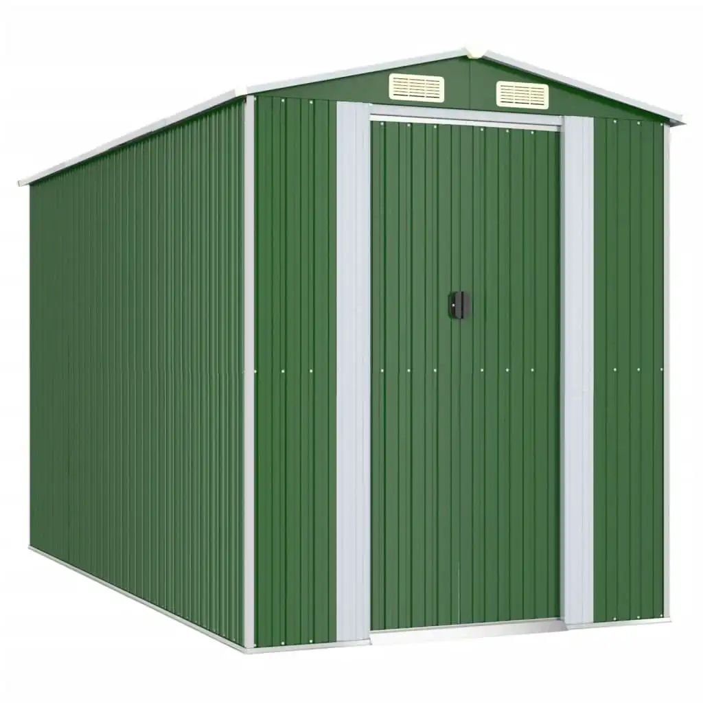 Garden Shed Green 192x357x223 cm Galvanised Steel 3147429