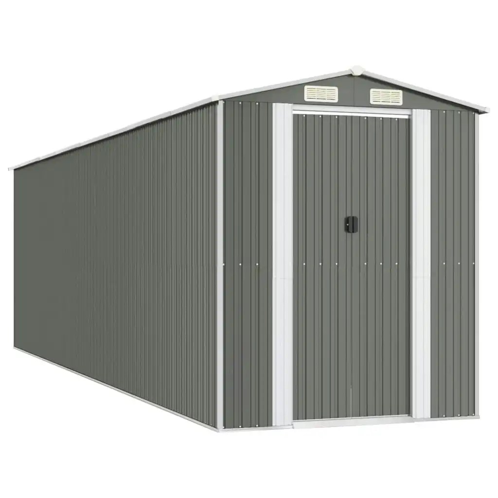 Garden Shed Light Grey 192x689x223 cm Galvanised Steel 3147444