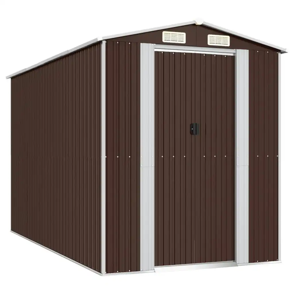 Garden Shed Dark Brown 192x357x223 cm Galvanised Steel 3147462