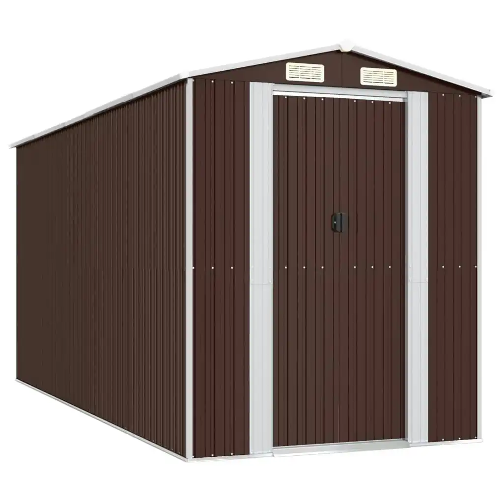 Garden Shed Dark Brown 192x440x223 cm Galvanised Steel 3147463