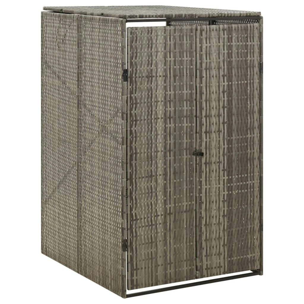 Single Wheelie Bin Shed Grey 70x80x117 cm Poly Rattan 319864